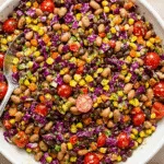 Dense Bean Salad in rustic bowl