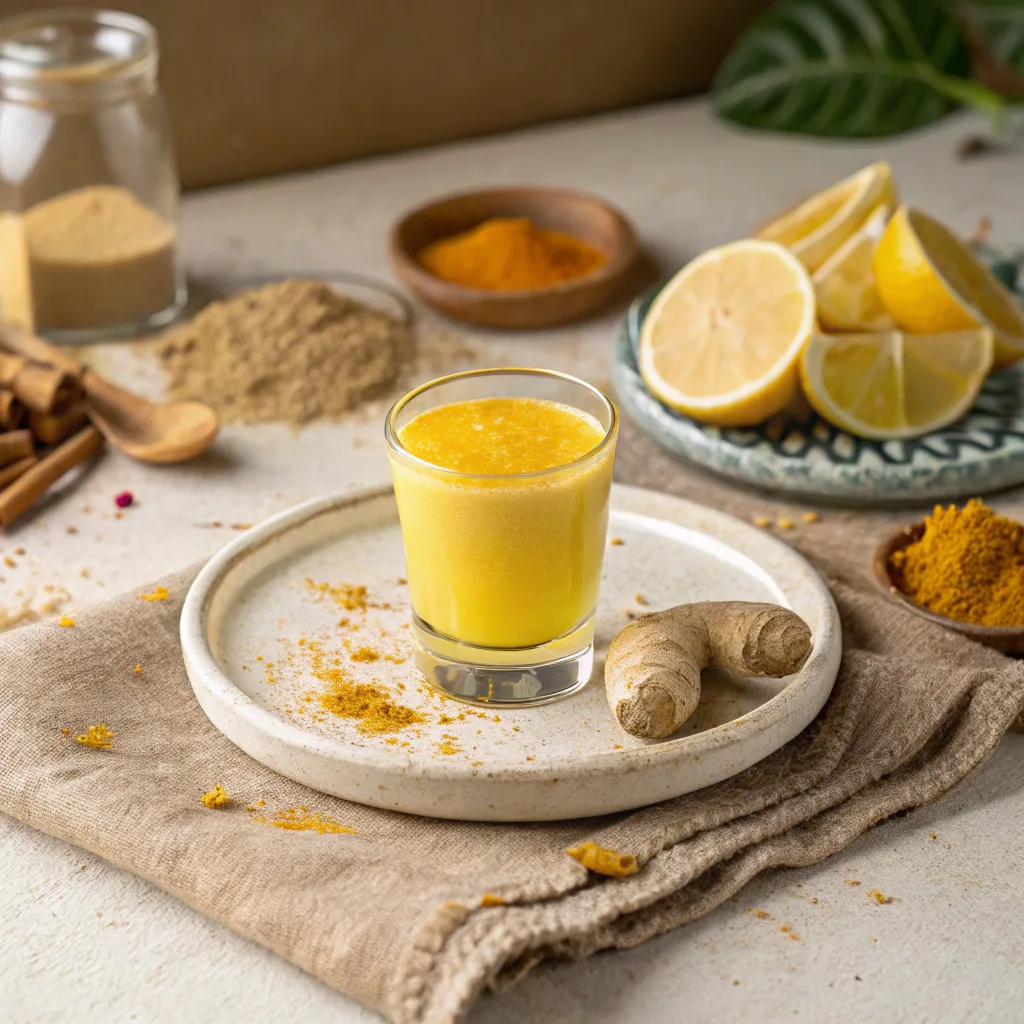 Served ginger turmeric wellness shot